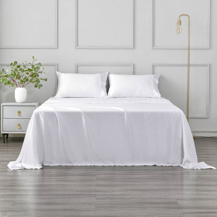 Dreamaker Matte Satin Sheet Set White - Queen Bed