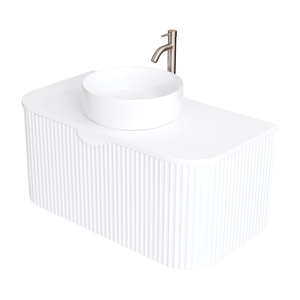 CIBO 900mm White Ripple Luxe Vanity With Solid Surface Top & White Basin