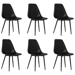 vidaXL Dining Chairs Kitchen Chair Dining Room Chair Bar Stool 6 pcs Black PP 46 x 52 x 84 cm