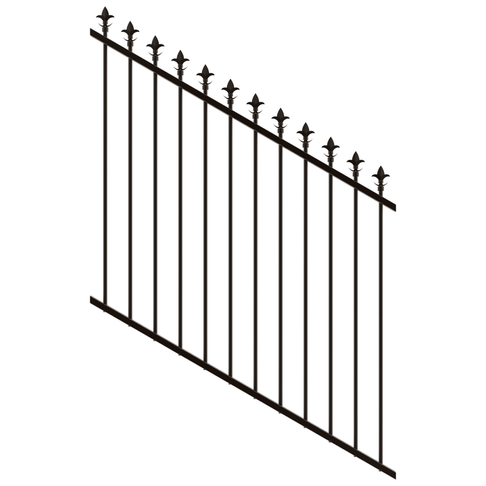 ProtectorAl 0350-1200W x 1200H Satin Black Spear Top Pool Fence Panel Raked 16-30º - Black
