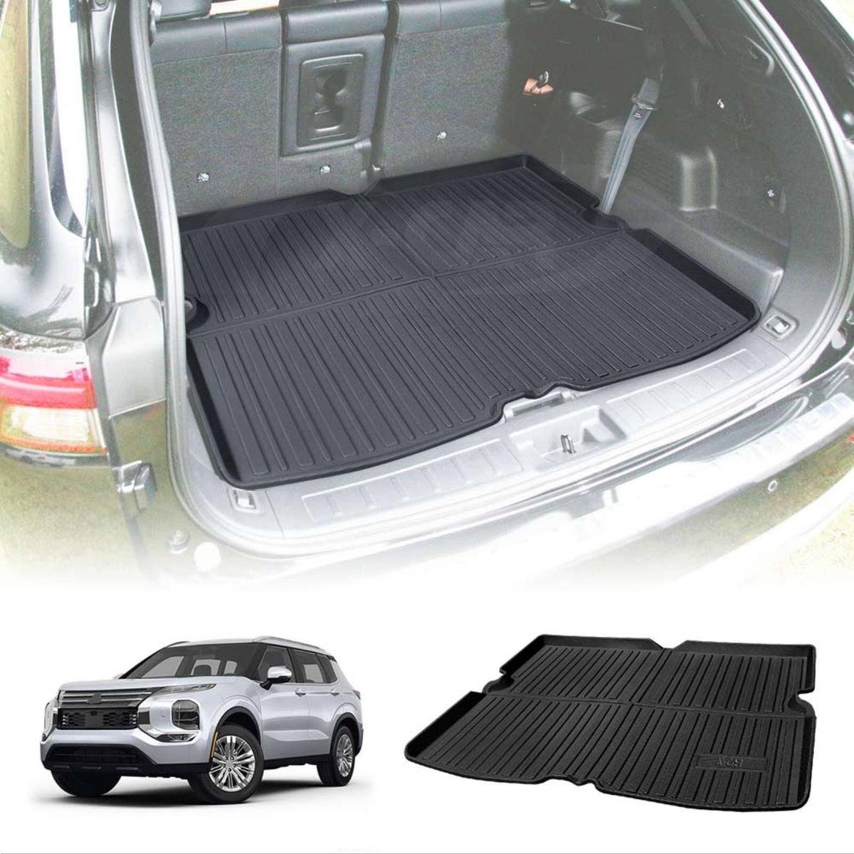 Car Full Coverage Boot Liner for Mitsubishi Outlander PHEV 2025(5-seat), Antislip Carpets Anti-Scratch Leather Rear Trunk Protector Mat,A/Black