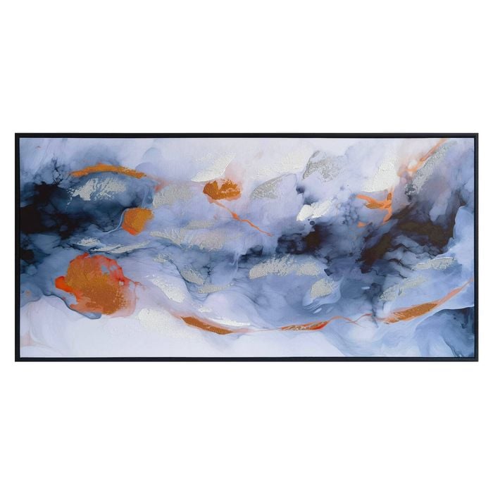 P&P Abstract Hand Painting Picture with Black PS Frame - Modern Wall Art with Vibrant Contemporary Design 102x52cm
