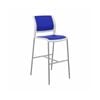 Olg Game Bar Stool Chrome Legs White Shell Sky Blue Upholstered Seat And Back