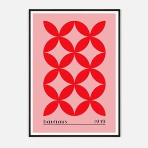 Galrie Bauhaus 1919 Geometric Red Art Print - Vintage Style Home Decor, Black Frame, 50 x 70cm (20 x 28inch)