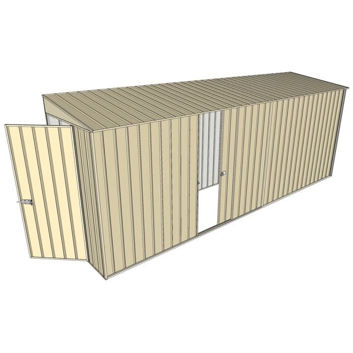 Build-A-Shed 1.2 x 5.2 x 2.0m Skillion Single Sliding Side Door Shed - Cream