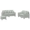 vidaXL Sofa Set with Cushions Upholstered Settee Couch 3 Piece Light Grey Velvet