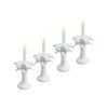 4PK Ceramic 17cm Taper Palm Candle Holder Home Decor - White
