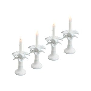 4PK Ceramic 17cm Taper Palm Candle Holder Home Decor - White