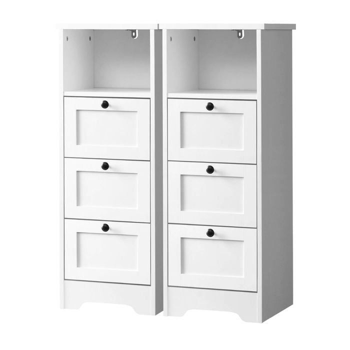 Oikiture 2x Chest of Drawers Storage Cabinet Side Table Hamptons Furniture