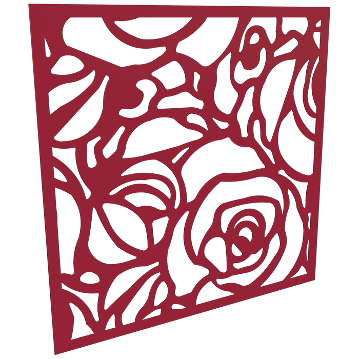 ProtectorAl 300 - 1200 x 300 - 1200mm Dark Red / Gloss White Roses Unframed Composite Deco Panel