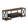 Advwin TV Unit Cabinet 140cm Entertainment Unit Stand w/ Shelf & Drawers Walnut