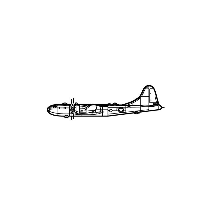 Ignite Laser Boeing B-29 Superfortress - Advanced WWII Bomber Silhouette Metal Wall Art Rustic Metal 47 inch - 120 cm