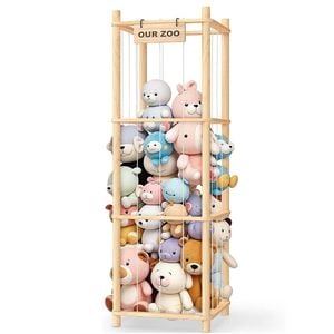 Catzon Stuffed Animal Storage Organizer Wooden Zoo Toy Holder