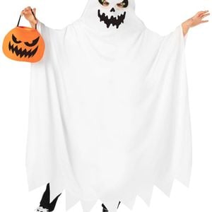 Scary Boys Hooded White Ghost Halloween Costume - One Size
