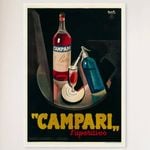 Galrie Campari L'aperitivo Vintage Framed Advertising Poster for Home and Bar Decor, White Frame, 50 x 70cm (20 x 28inch)