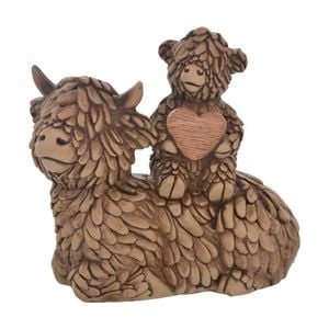 Gibson Gifts Hughie Highland Cow Pair Brown Resin Figurine Decorative