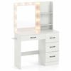 Costway Dressing Table W/charging Station 3-color Led Lighted