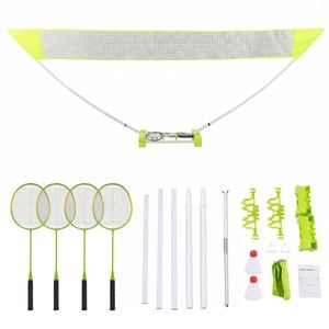 Advwin Portable Badminton Net Set, 4.6m All-in-one Badminton Set With 4 Rackets, 2 Shuttlecocks, Scoring System, for Backyard