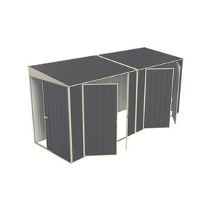 Build-a-Shed 1.5 x 4.5 x 2.0m Tunnel Shed Tunnel Sliding Door Plus Dual Double Hinged Side Door - Grey