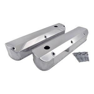 Fabricated Aluminium SB Ford Tall Valve Covers, Long Bolt Style, W/Holes