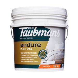 Taubmans 15L White Low Sheen Endure Interior Walls Paint
