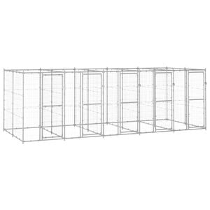 vidaXL Outdoor Dog Kennel Galvanised Steel Puppy Enclosure Cage Pet Supply 550x220x180 cm