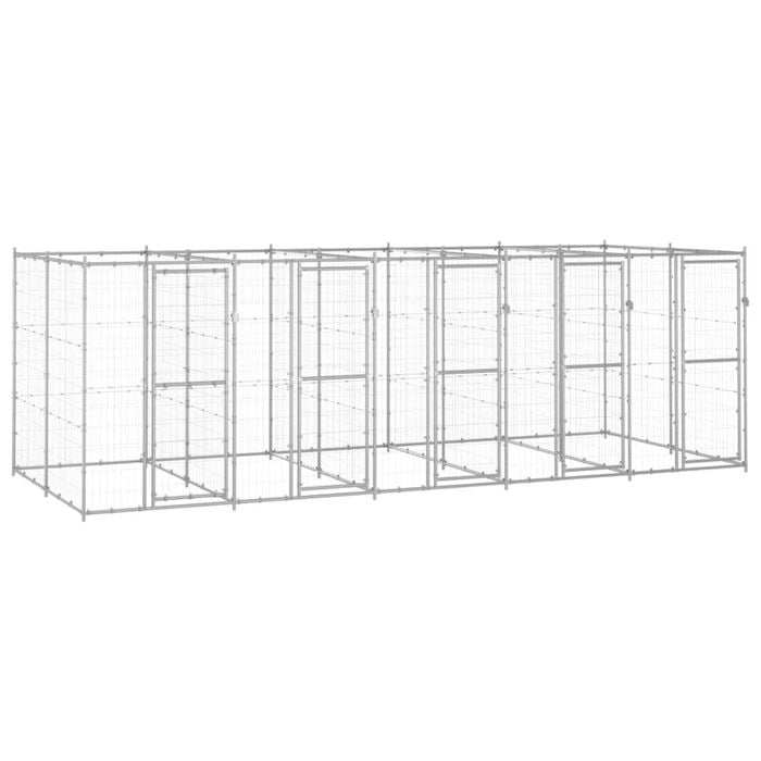 vidaXL Outdoor Dog Kennel Galvanised Steel Puppy Enclosure Cage Pet Supply 550x220x180 cm