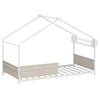 Advwin Kids Bed Frame with Metal Frame Montessori House Bed Toddler Floor Bed White