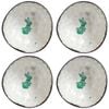 4PK LVD Natural Coconut Round Dish Bowl 13x6cm - Rabbit Green