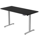 FORTIA Sit To Stand Up Standing Desk, 150x68cm, 72-118cm Electric Height Adjustable, 50kg Rated, Black/Silver Frame