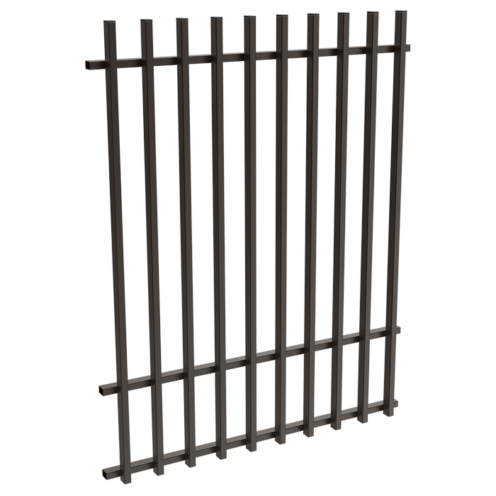 ProtectorAl 0350-1200W x 1500H Satin Black Aluminium Batten Pool Fence Panel with Mid Rail - Black