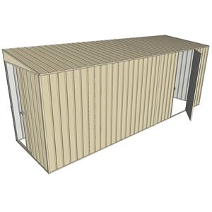 Build-a-Shed 1.5 x 5.2 x 2m Sliding Door Tunnel Shed with Hinged Side Door - Cream
