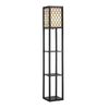 Oikiture Column Floor Lamps Freestanding Metal Lamp Fabric Shade 3-tier Shelves
