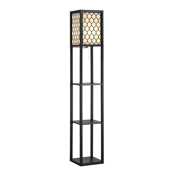 Oikiture Column Floor Lamps Freestanding Metal Lamp Fabric Shade 3-tier Shelves