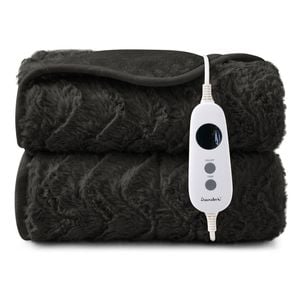 Dreamaker Felix 500gsm Faux Fur Washable Electric Heated Throw Blanket Charcoal 180 X 200cm | Overheat Protection & Auto-off
