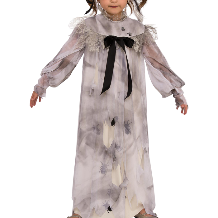 Ghoul Girl Costume Halloween Fancy Dress Kids Nightie Dress White Black