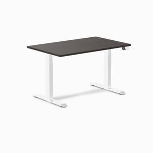 Desky Dual Sit to Stand Burnished Wood Melamine Desk 120x75cm White Height Adjustable Legs