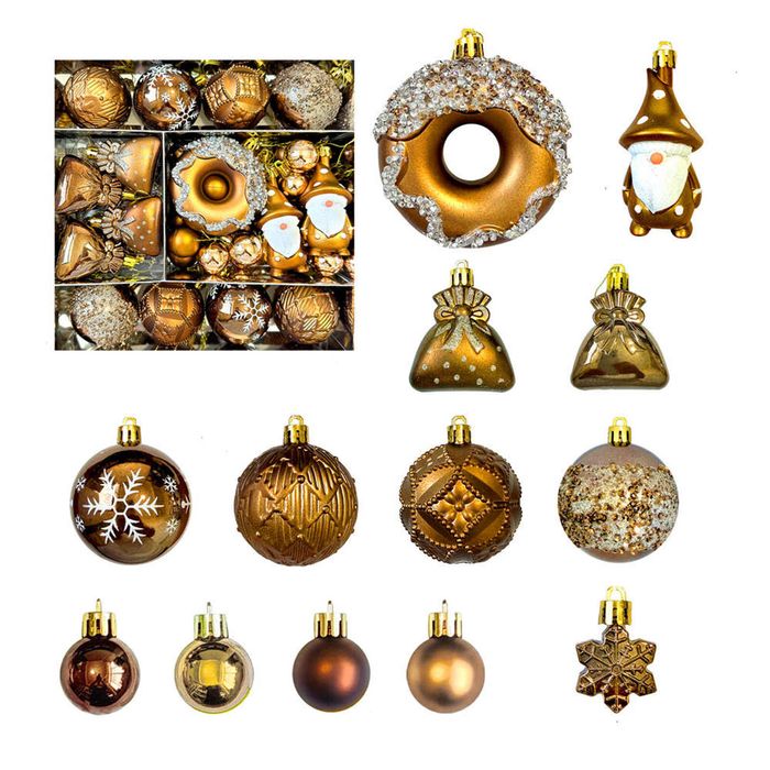Catzon 60 Pcs Christmas Ornaments with Gnome Donuts Snowflakes for Xmas Party Decor-Set 4