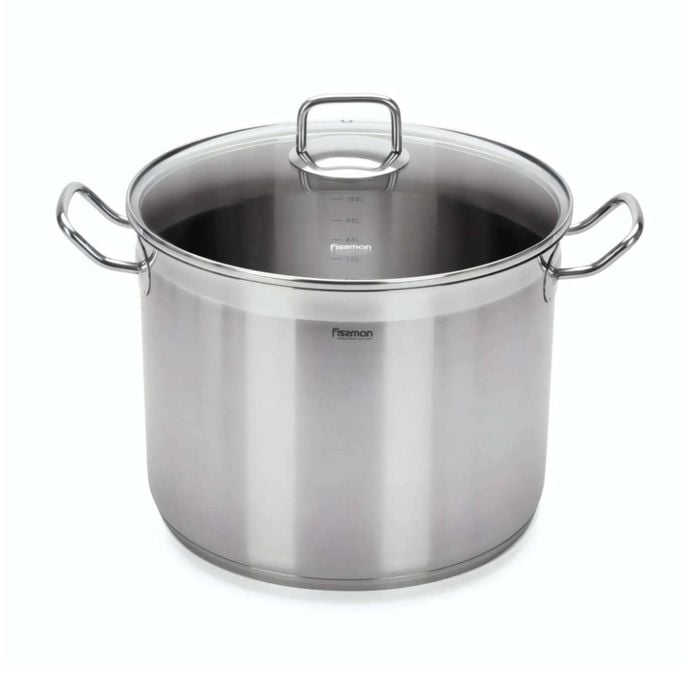 Fissman Stockpot Tahara Series Stainless Steel With Glass Lid 13.2L