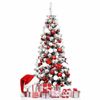Costway 135cm PVC Pencil Christmas Tree Snow Flocked Hinged Pine Tree Home Decoration