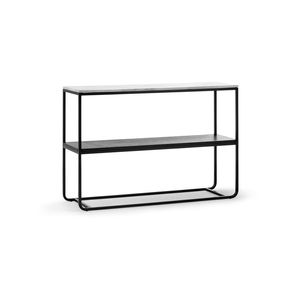 Estoria 120cm White Marble Shelf Console Table in Black