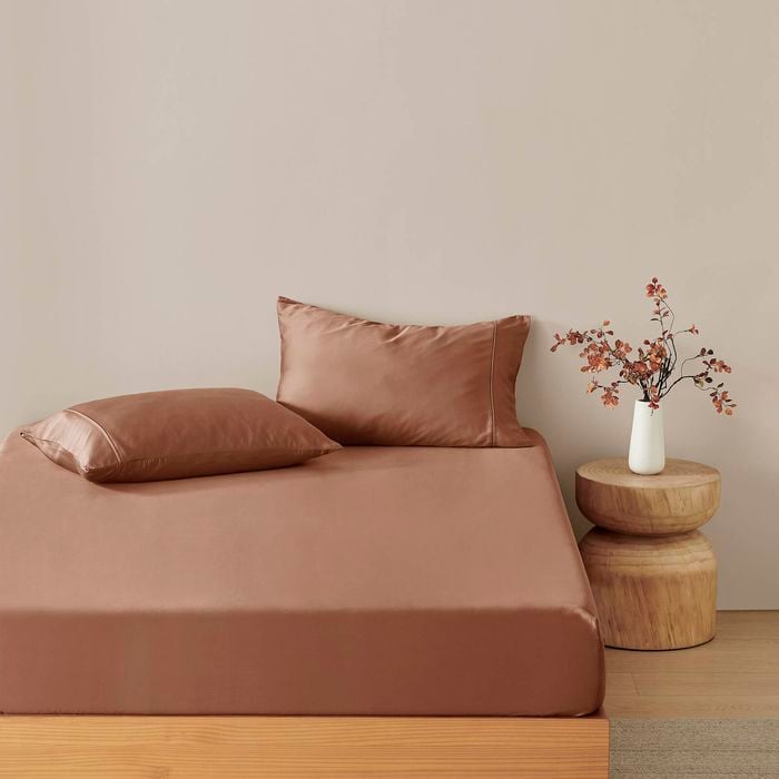 Natural Home Bamboo Fitted Sheet Set Earth Queen Bed