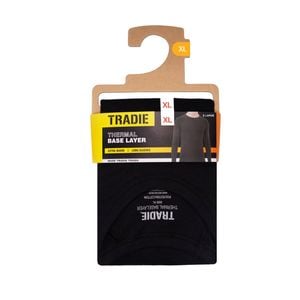 Tradie Men's Black Interlock Base Layer Long Sleeve Thermal - 1 Pack - Size X-Large
