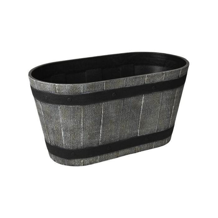 EDEN Grey And Bronze Whiskey Trough Planter