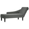 vidaXL Chaise Lounge with Pillow and Right Armrest Dark Grey Fabric