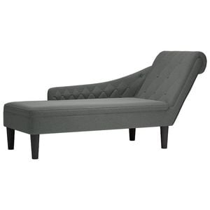 vidaXL Chaise Lounge with Pillow and Right Armrest Dark Grey Fabric