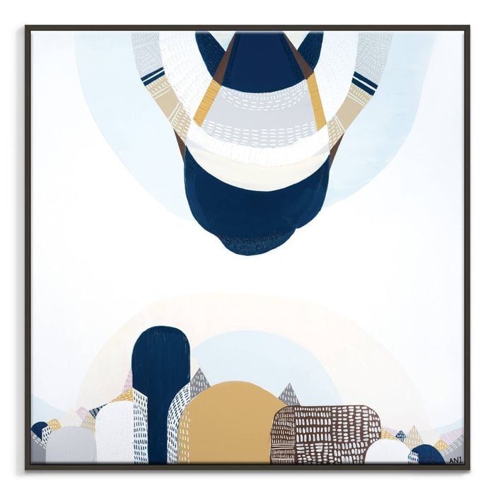 Artist Lane "Blue Mountains 2  " by Ani Ipradjian - 102x102cm Black Framed Canvas