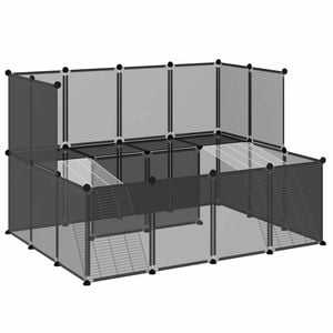 vidaXL Small Animal Cage Rabbit Hutch Hamsters Pet Playpen Black PP and Steel