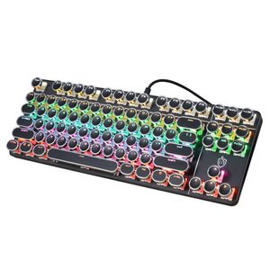 Mechanical Gaming Keyboard Linear Blue Switch 87 Key USB - Black