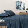 Gioia Casa Vintage Washed 100% Cotton Soft Breathable Sheet Set - Dark Indigo - Queen